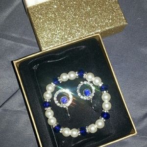 Royal Blue & Faux Pearl Set